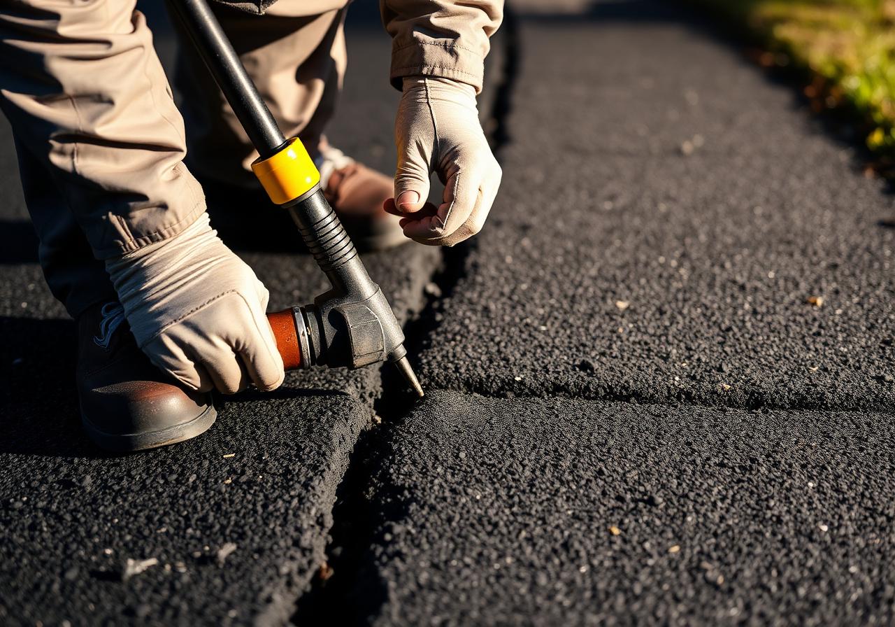 Hot crack filling on asphalt